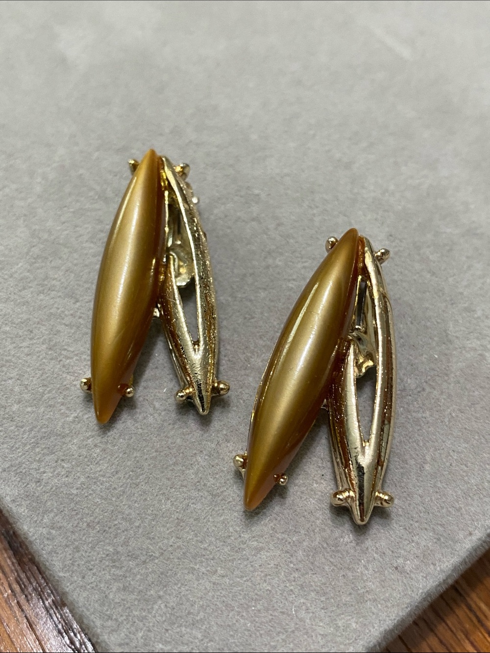Coro Gold-Tone Thermoset  Clip-On Earrings